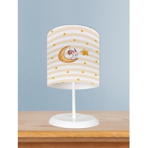 Mekta Home Bebek Ve Çocuk Odası Ay Üzerinde Oturan Tavşan Ve Yıldız Desenli Abajur