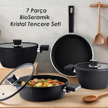 Lines L-5090 İndüksiyonlu Bioseramik Kristal 7 Parça Tencere Seti