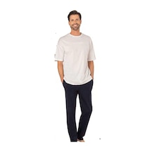 Pierre Cardin 6086 Erkek Kısa Kollu Bisiklet Yaka Oversize Pijama Takım-beyaz Beyaz