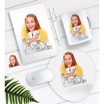 Kişiye Özel Bayan Mimar Karikatürlü Defter Kalem Kupa Mouse Pad S