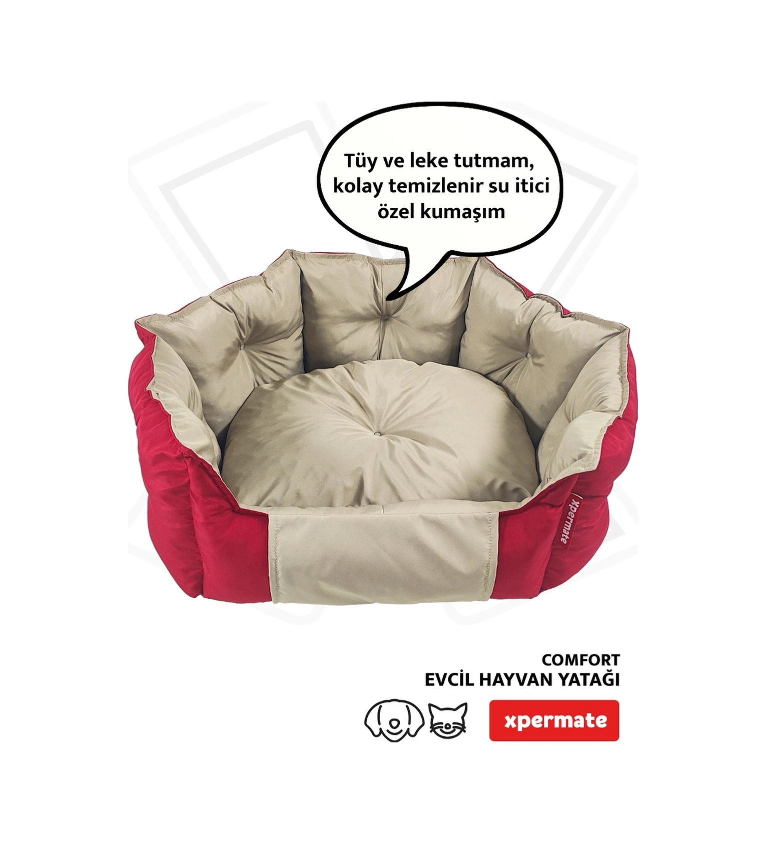 Xpermate Biscuit Tüy Tutmaz Kedi Köpek Yatağı 60 x 55 x 28 CM