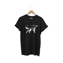 Widi Hunting Avcılık English Setter Av Köpeği Baskılı %100 Pamuk Regular Fit T-shirt Siyah