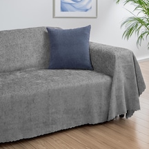 Jakarlı Şönil Koltuk Örtüsü Kanepe Örtüsü Koltuk Şalı 175x300 Kaymaz Kurşun N