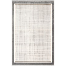 Fresco Fc002g Gri Çerçeveli Halı Modern Desen 100 Tarak Viskon Parlak Yumuşak İpek Serisi-726 Gri