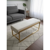 Todek Home Elara Gold Metal Ayaklı Puf / Bench Bej - Gold