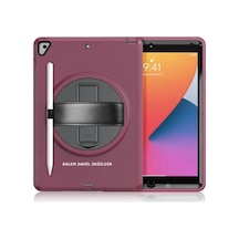 Jenerik Apple İpad 10.2 7.nesil Kılıf Hand Strap Tablet Kılıfı - Mürdüm