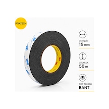 3m Scotch Çift Taraflı Bant 15 Mm X 50 Metre Güçlü Yapıştırıcı Siyah Akrilik Bant Ekran Cam Kasa Kapak Tamir Bandı