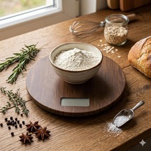 Doğal Akasya Ahşap Dijital Mutfak Terazisi, 5 Kg Kapasiteli Hassas Yemek Ve Kahve Tartısı, Minimalist Tasarım Yuvarlak Çok Renkli