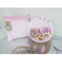 2 Li Bebek Odası Kapıs Süsü Ve Yastık Set Pembe Çok Renkli