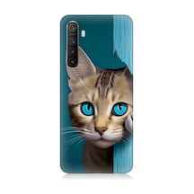 Realme Xt Uyumlu Mavi Gözlü Masum Kedi Desenli Silikon Kılıf