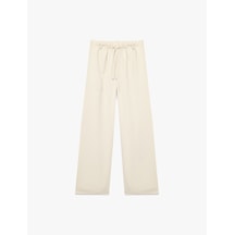 Koton Viskon Karışımlı Beli Bağcıklı Cepli Geniş Paça Pantolon Bej 6skg40120aw Ekru