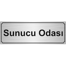 Sunucu Odası Yönlendirme Levhası 7cmx20 Cm Gümüş Renk Metal