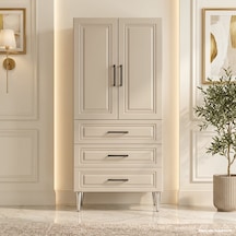 Sirmione Çok Amaçlı Dolap 60 Cm 2 Kapak 3 Çekmece Lake Cappuccino - Çok Amaçlı Kiler Dolabı Bej