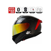 X340 Novax Red Carbon Desen Motosiklet Kaskı Güneş Vizörlü Full Face Kask Çok Renkli