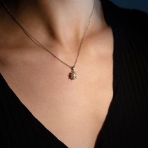 Keops Pırlanta Pırlanta Damla Sitrin Baget Taşlı Kolye