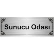 Sunucu Odası 7x20cm Gümüş Renk Metal Yönlendirme Levhası