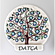 Datça Temalı Polyester Kabartmalı Nazar Ağacı Magnet Çap: 6 Cm Dekoratif Hediyelik Buzdolabı Süsü Kod:1134