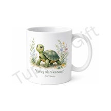 Kaplumbağa Sever Temalı Baskılı Kupa Bardak Hediye Porselen Mug Beyaz / Çok Renkli