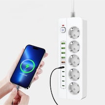 Akım Korumalı Çoklu Priz Usb Girişli, Anahtarlı, Yüksek Güvenlikli Elektrik Prizi-1467 1.8 M
