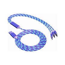 Mufunye Mavi 1.2m Tpe+alüminyum Halkaşar 2.4a Hızlı Şarj Kablosu - /android/type-c Uyumlu, Işıklı, Dayanıklı
