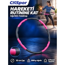 Ckspor Hulahop 93 Cm 1000 Gr 8 Parçalı Dalgalı İç Yüzeyli Egzersiz Çemberi Pembe-gri
