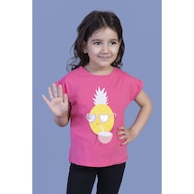 Toontoy Kids Toontoy Kız Çocuk Ananas Baskılı Tişört Fuşya