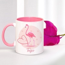 Kişiye Özel Flamingo Tasarımlı Pembe Kupa Bardak-1