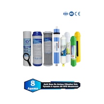 Sumarkt Açık Kasa Su Arıtma Cihazı Uyumlu 8 Aşama Cift Karbonlu 80 Gpd Membranlı Multimineralli Bakım Seti