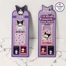 Bakgelal Sanrio Lisanslı Kuromi 3 Lü Manyetik Kitap Ayracı Seti Sevimli Bookmark Kırtasiye Aksesuarı - 9075693633188
