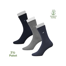 Bambu Erkek Soket Çorap- 3 Çift - Dikişsiz - Akça - 17652 - Set 1 Çok Renkli
