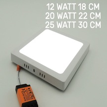 Kare Sıva Üstü Led Panel Armatür Trafolu Beyaz Gün 12/20/25W Beyaz