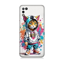 İnfinix Hot 10 Play Uyumlu Kapşonlu Sarmal Kedi Desenli Silikon Kılıf