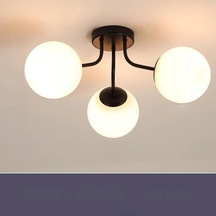 Camlı Modern Mutfak Yatak Odası Salon 3 Lü Avize 4139-m62-5y-br3 Siyah