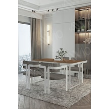 Avvio Marco Metalayak Tokyo Demonte Sandalye 80x120 Yemek Masası Mutfak Masası 4 Kişilik Akça