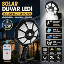 168b Solar Led Büyük Dış Mekân Lambası, Hareket Sensörlü, Kumandalı, 3 Modlu Ultra Parlak Cob Işık, Diğer
