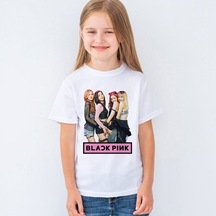 Blackpink Baskılı Unisex Çocuk Tişört T-Shirt Mr-09 Beyaz