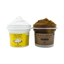 2'li Set Egg White Pore Gözenek Maske 125g Black Sugar Yüz Bakım Peeling Maske 100g