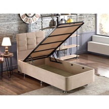 Nironyatak Niron Polo Baza Ve Başlık Seti - 90X190 Cm Tek Kişilik Sütlü Kahv