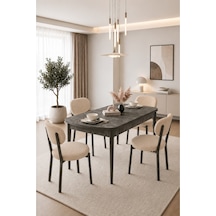 Renlife Açılır Yemek Masası Ve Sandalye Seti Metal Ayaklı 4 Sandalye + 80x130 Masa Aris Aris Kapiçino