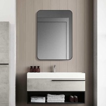 Snugace Siyah Metal Çerçeveli Dikdörtgen Duvara Monte Banyo Makyaj Aynası, 20 28 İnç. -