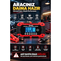 Tr Akıllı Dijital Akü Şarj Cihazı 12v 10a, 2ah-200ah Akü Uyumlu, Lcd Ekranlı, Pulse Repair, Kış Yaz Modu, Agm L