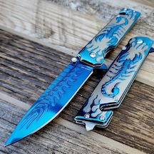 Knivox Sibirya Company S2706-x Mavi Akrep İşlemeli Kurtarma Kamp Çakısı