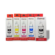 İnk 100 Ml Canon Uyumlu Photo Ink, 5 Kartuşlu Canon Yazıcılar Için Uyumlu 5 Adet Mürekkep Seti Akıllı Mürekkep