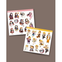 Zenitsu Agatsuma-nezuko Kamado-demon Slayer - 2li Sticker Set - Parlak Kağıt - Çıkartmaları- Süsleme Etiket-ds-27-28