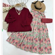 Lovie Moda Kadın Çalıkuşu Etekli Takım Bordo
