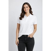 Pike Kumaş Düğmeli Yaka Regular Rahat Günlük Kısa Kol Tişört T-shirt - Beyaz