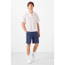 Tommylife Parlament Standart Fit Dokuma Hafif Esnek Chino Erkek Şort - 81292 Mavi