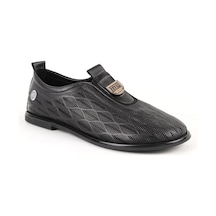 Mamma Mia Kadın Günlük Ayakkabı Hakiki Deri Lazer Kesim Delikli Düz Taban Metal Aksesuarlı Slip-on 26y-850 Siyah