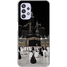 Samsung Galaxy A32 Uyumlu Kabe Umre Baskılı Silikon Kılıf Renkli