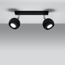 Rsylight Retro Siyah 180 Derece Hareketli Modern Spor 2 Li Led Spot Avize Beyaz Ampullü Siyah